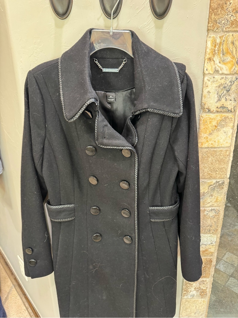 White House Black Market Black Double-Breasted Pea Coat